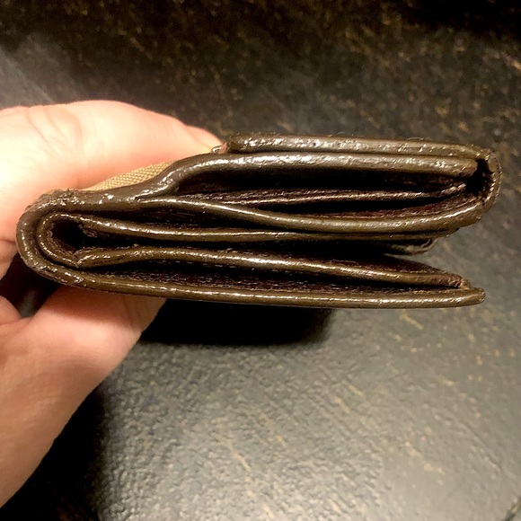 GUCCI GG Trifold Canvas Jacquard Wallet Tan Brown Leather Accent - Picture 11 of 17